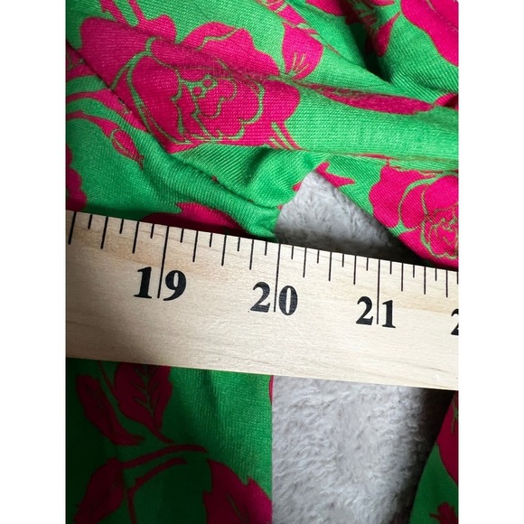 Boohoo Cold Shoulder Bell Sleeve Ruffle Floral Dress Tunic Top Green Pink US 14 - Picture 7 of 9